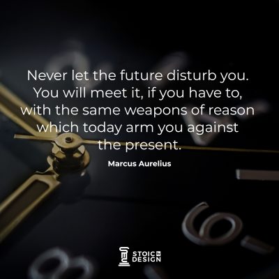 Never let the future disturb you. You will meet it, if you have to, with the same weapons of reason which today arm you against the present. Marcus Aurelius